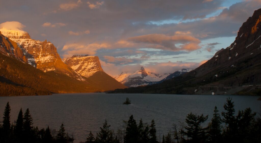 St. Mary Lake, Glacier National Park at dusk
